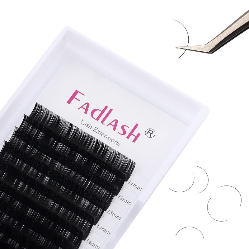 FADLASH Lash Extension 0.20 Classic Eyelash Extensions J/B/C/CC/D/DD/LC/LD Curl Lash Extensions Individual Lash Extensions Mixed Length 11-19mm Professional Salon Use (0.20-D, 11-19mm) - Image 1